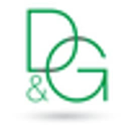 Logo of D&G, featuring a modern design with green and white color scheme.